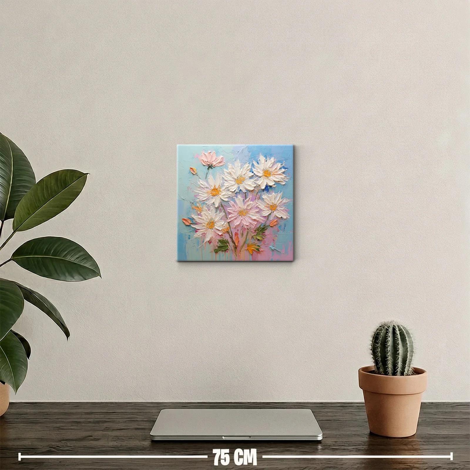 Cuadro decorativo con flores blancas y tonos pastel suaves — miniatura 2