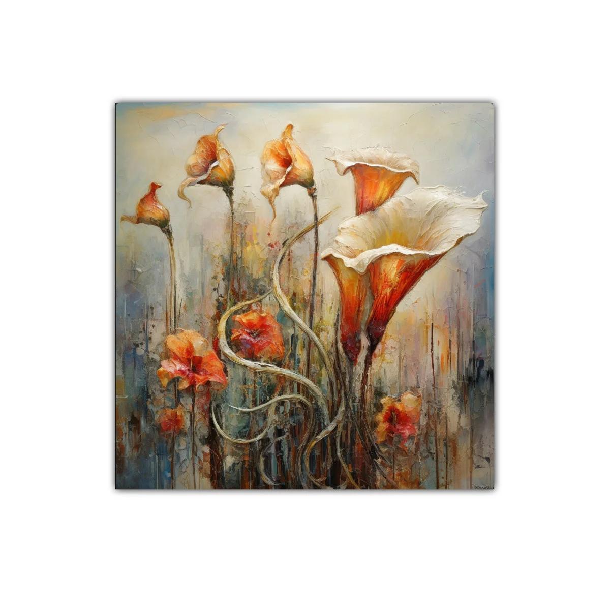 Cuadro decorativo flores en tonos cálidos y texturas delicadas — imagen principal