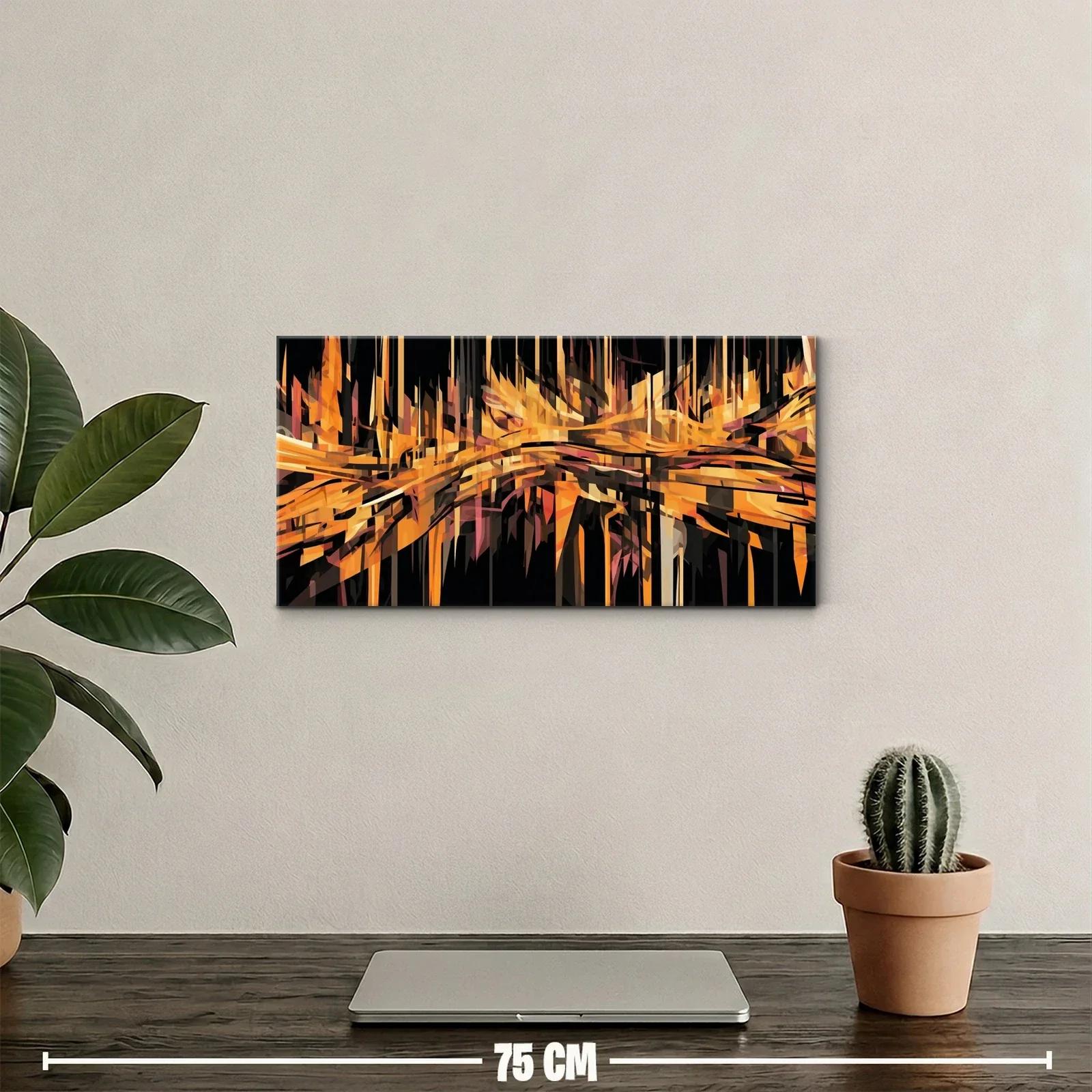 Cuadro skyline abstracto con bandas diagonales — miniatura 2