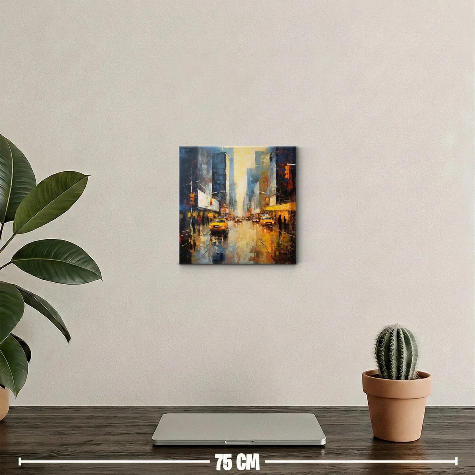Ciudad vibrante con taxis en ambiente urbano iluminado — miniatura 2