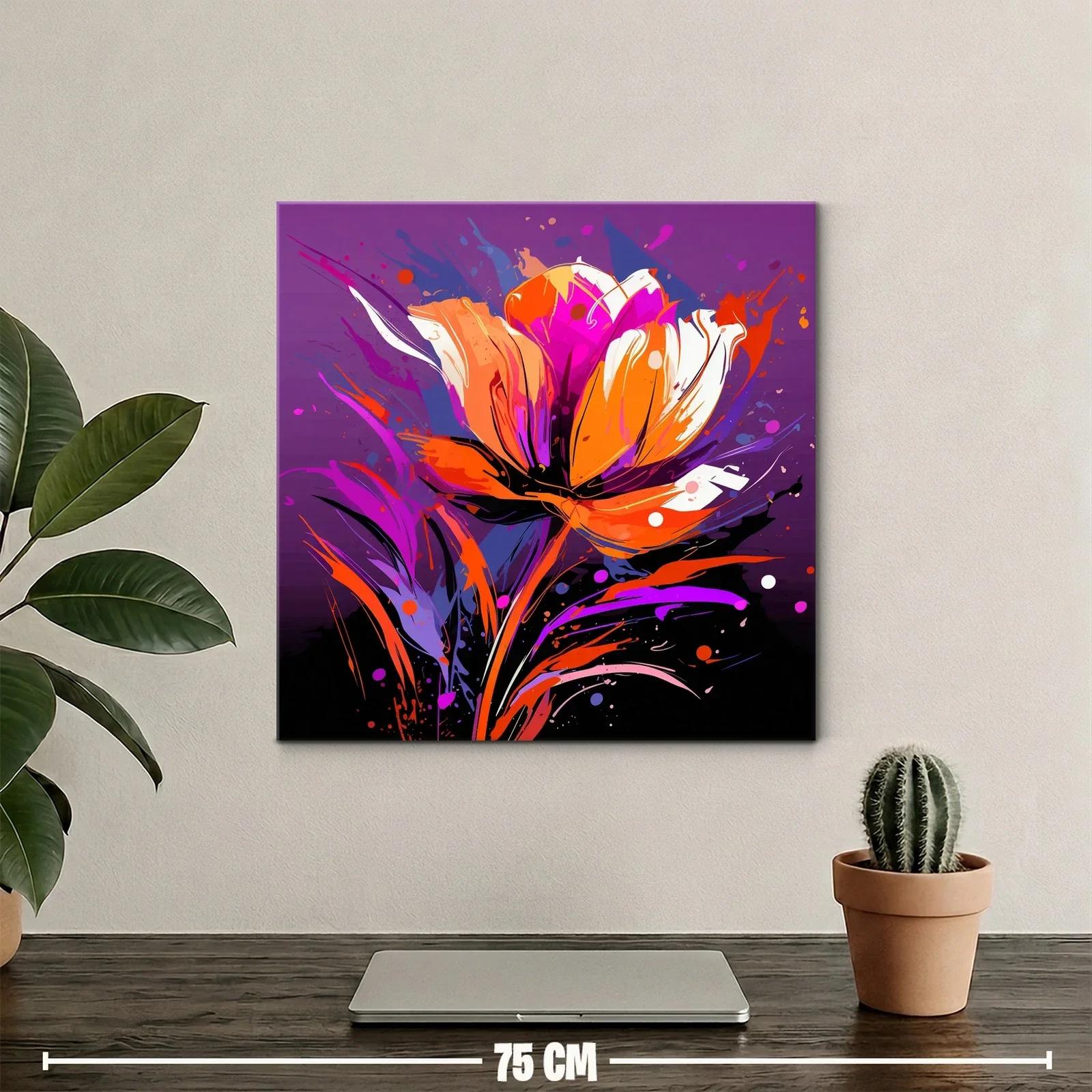 Flor vibrante con tonos cálidos sobre fondo púrpura intenso — miniatura 2