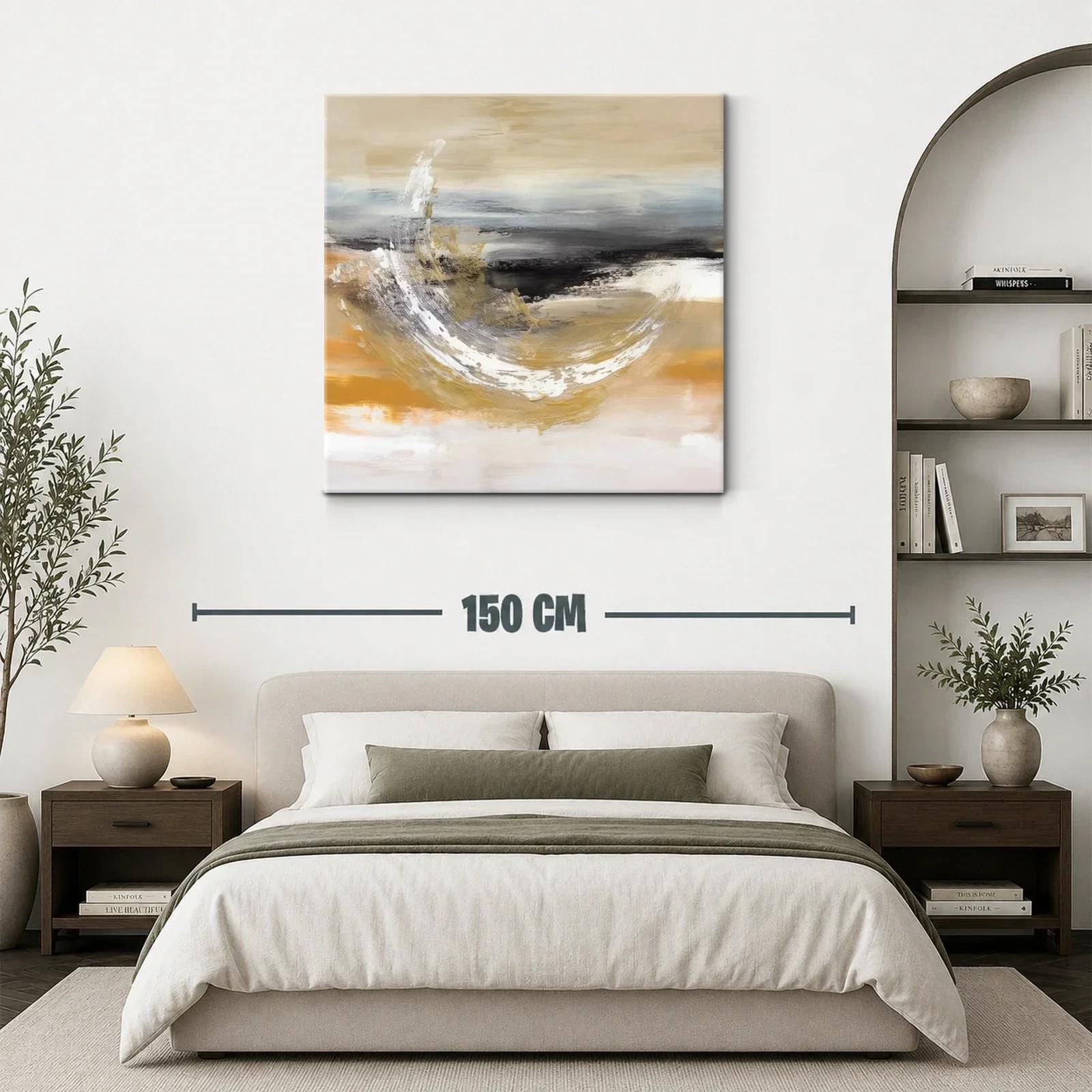 Cuadro abstracto con texturas orgánicas y tonos cálidos — miniatura 3