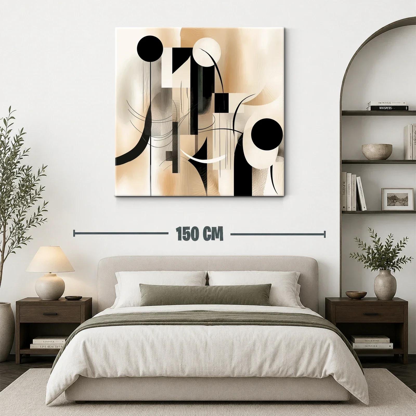 Composición abstracta en tonos beige y negro elegante — miniatura 3