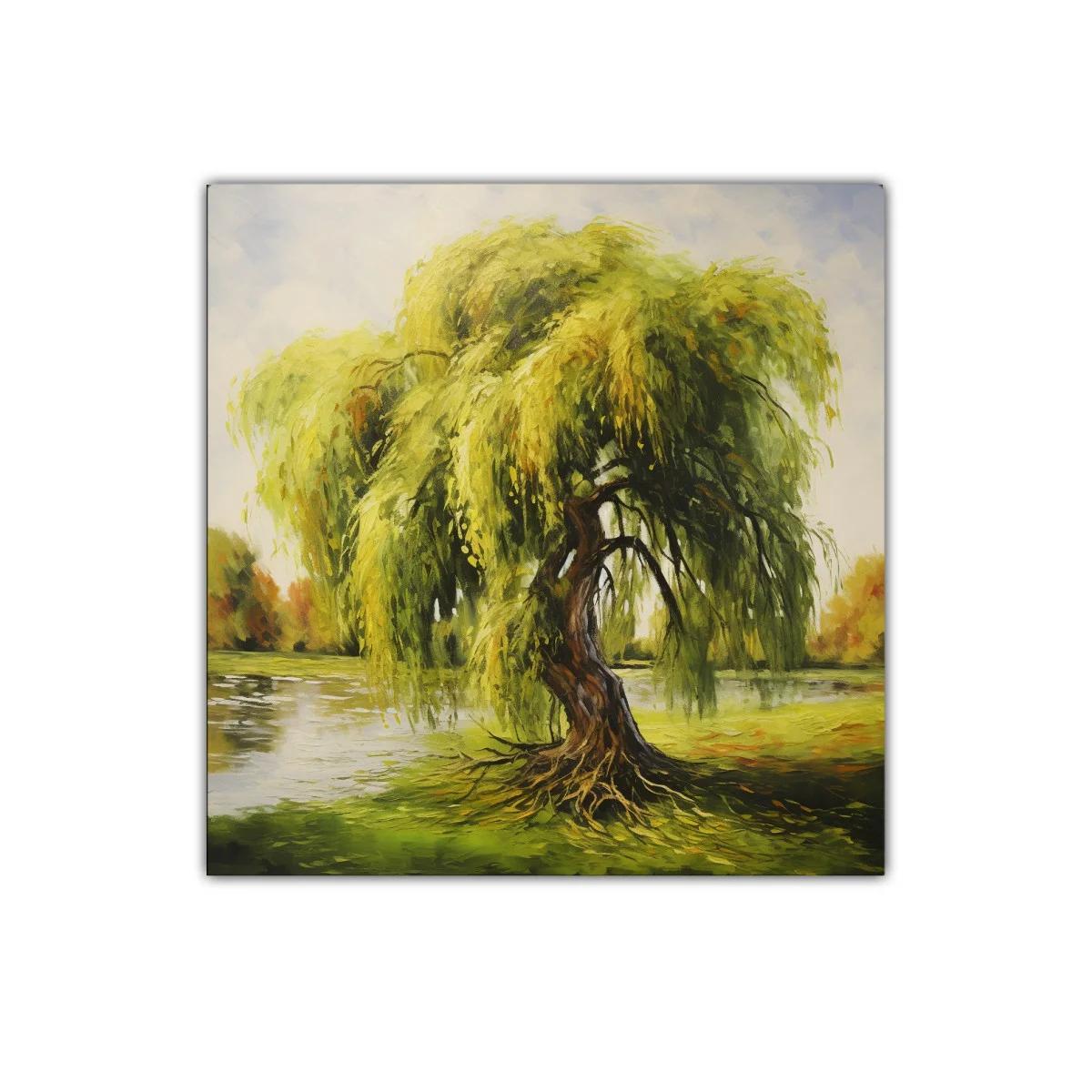Cuadro decorativo árbol llorón junto a lago sereno — imagen principal