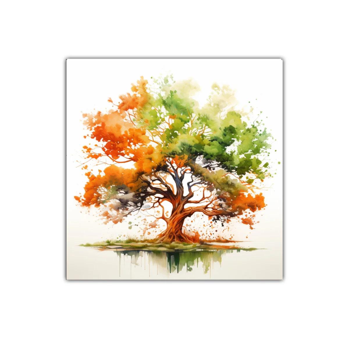 Árbol colorido con tonos otoñales y verdes vibrantes — imagen principal