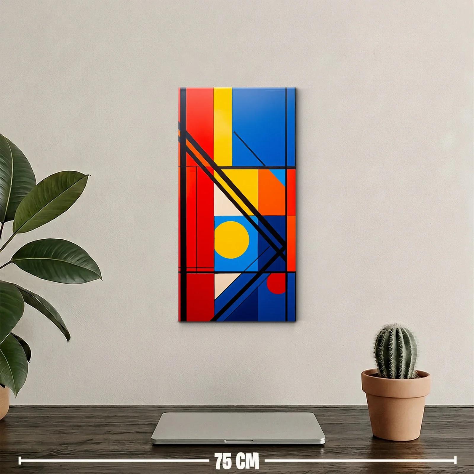 Cuadro composición geométrica con círculo amarillo y rojo — miniatura 2