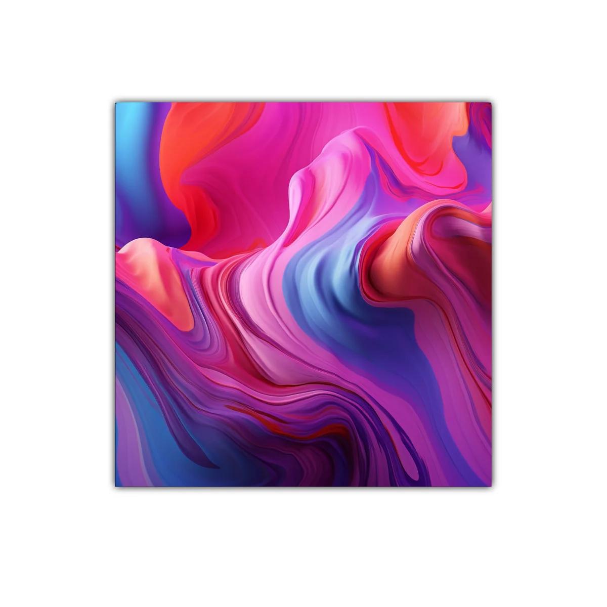 Cuadro Decorativo Abstracto en Tonos Fucsia y Azul Vibrante