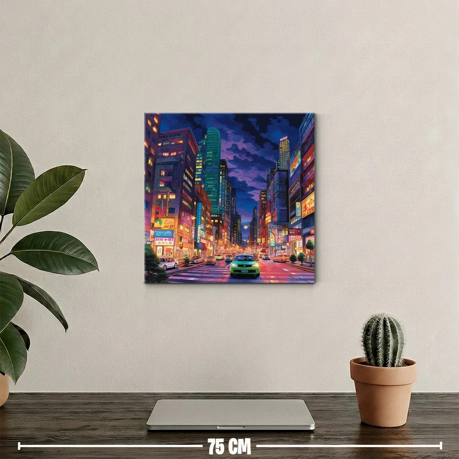 Ciudad vibrante iluminada en atardecer urbano moderno — miniatura 2