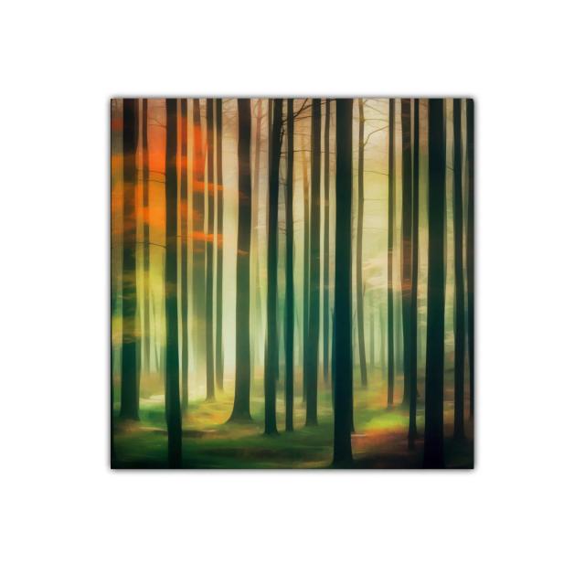 Bosque luminoso con tonos cálidos y verdes profundos