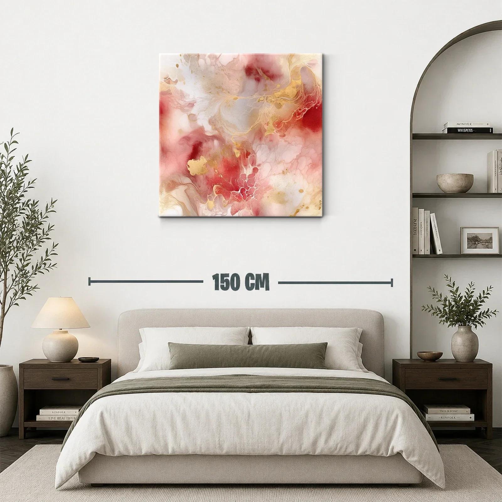 Cuadro abstracto con tonos rojos y dorados suaves — miniatura 3