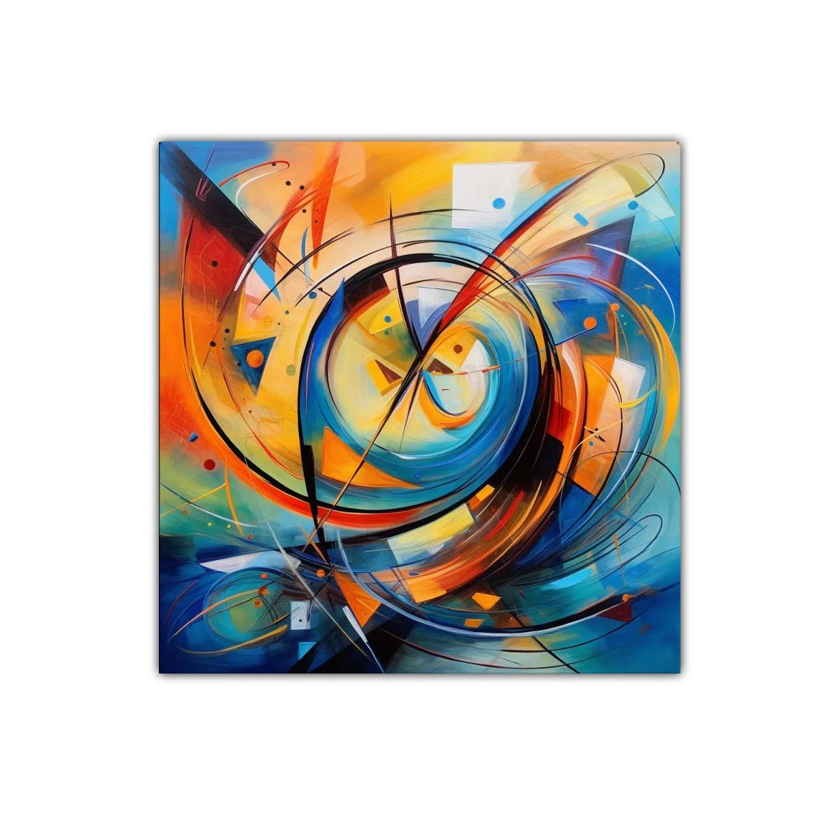 Cuadro abstracto en espirales con tonos cálidos y fríos — imagen principal