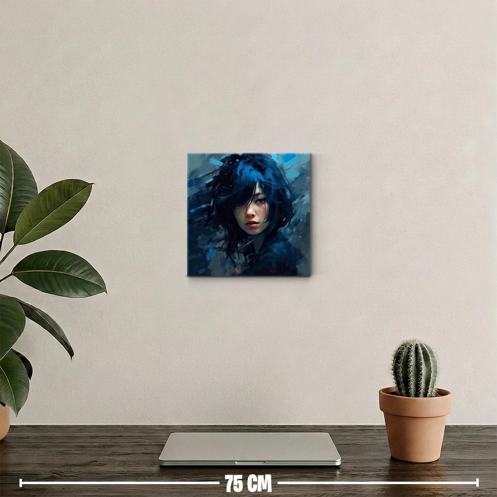 Retrato femenino con tonos azules y atmósfera intensa — miniatura 2