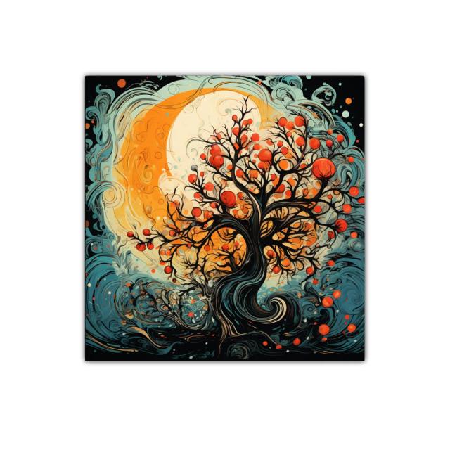 Árbol de vida con tonos cálidos y destellos vibrantes