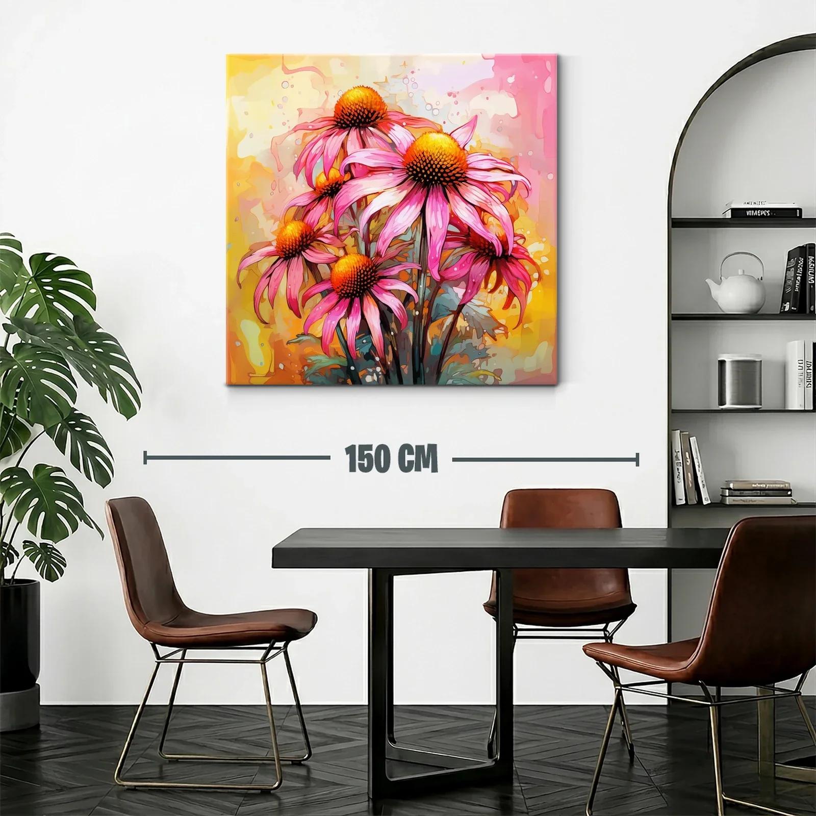 Cuadro vibrante de flores rosas con fondo cálido — miniatura 2