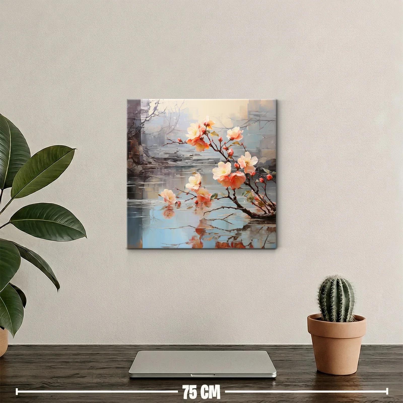Delicadas flores rosadas sobre agua tranquila y reflejos sutiles — miniatura 2