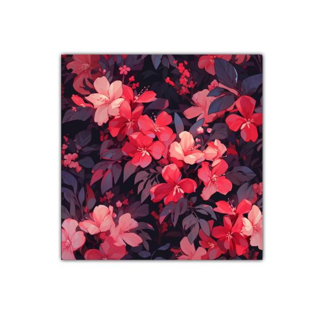 Cuadro decorativo con flores rojas y fondo oscuro