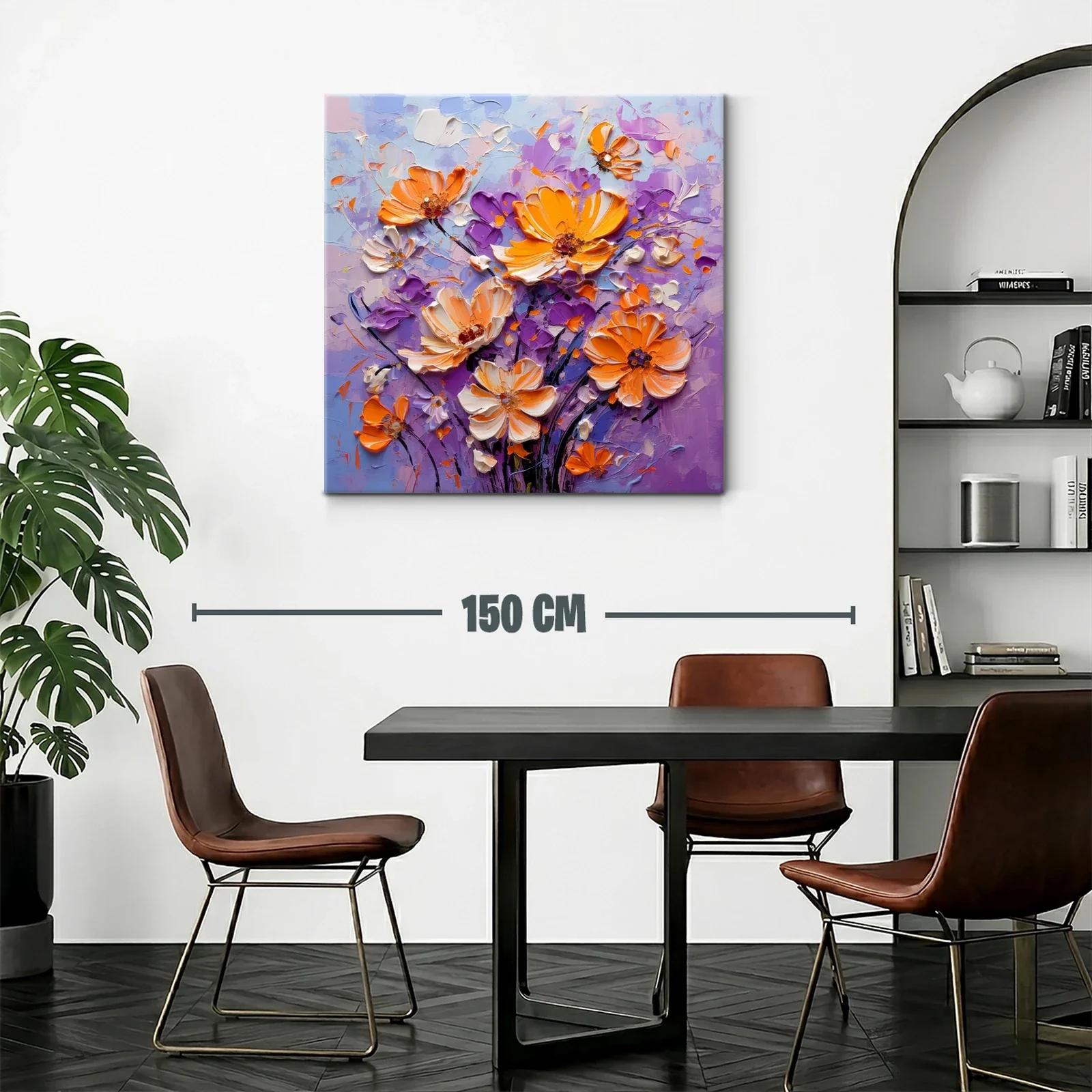 Ramo moderno con flores naranjas y violetas vibrantes — miniatura 2