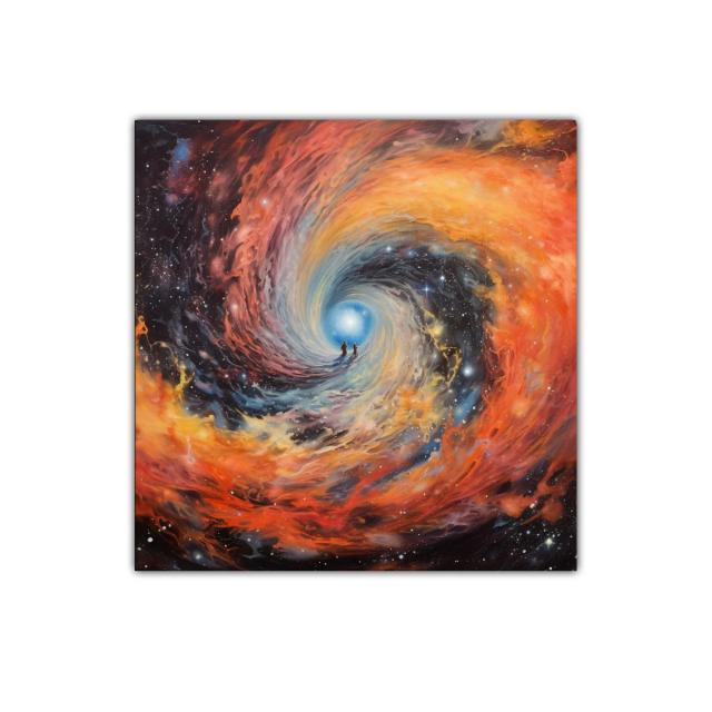 Espiral Cósmica con Luz Azul y Tonos Cálidos Vibrantes