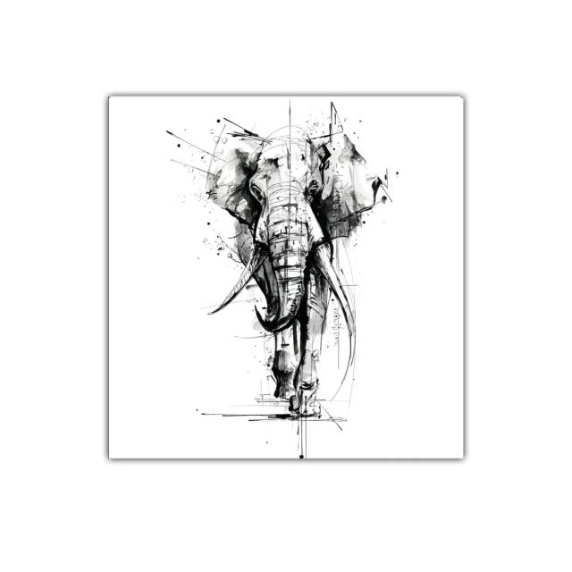 Impactante retrato de elefante en tinta monocroma
