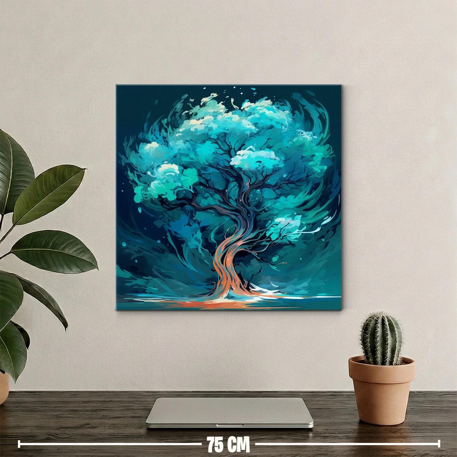 Árbol vibrante en tonos turquesa y azul profundo — miniatura 2