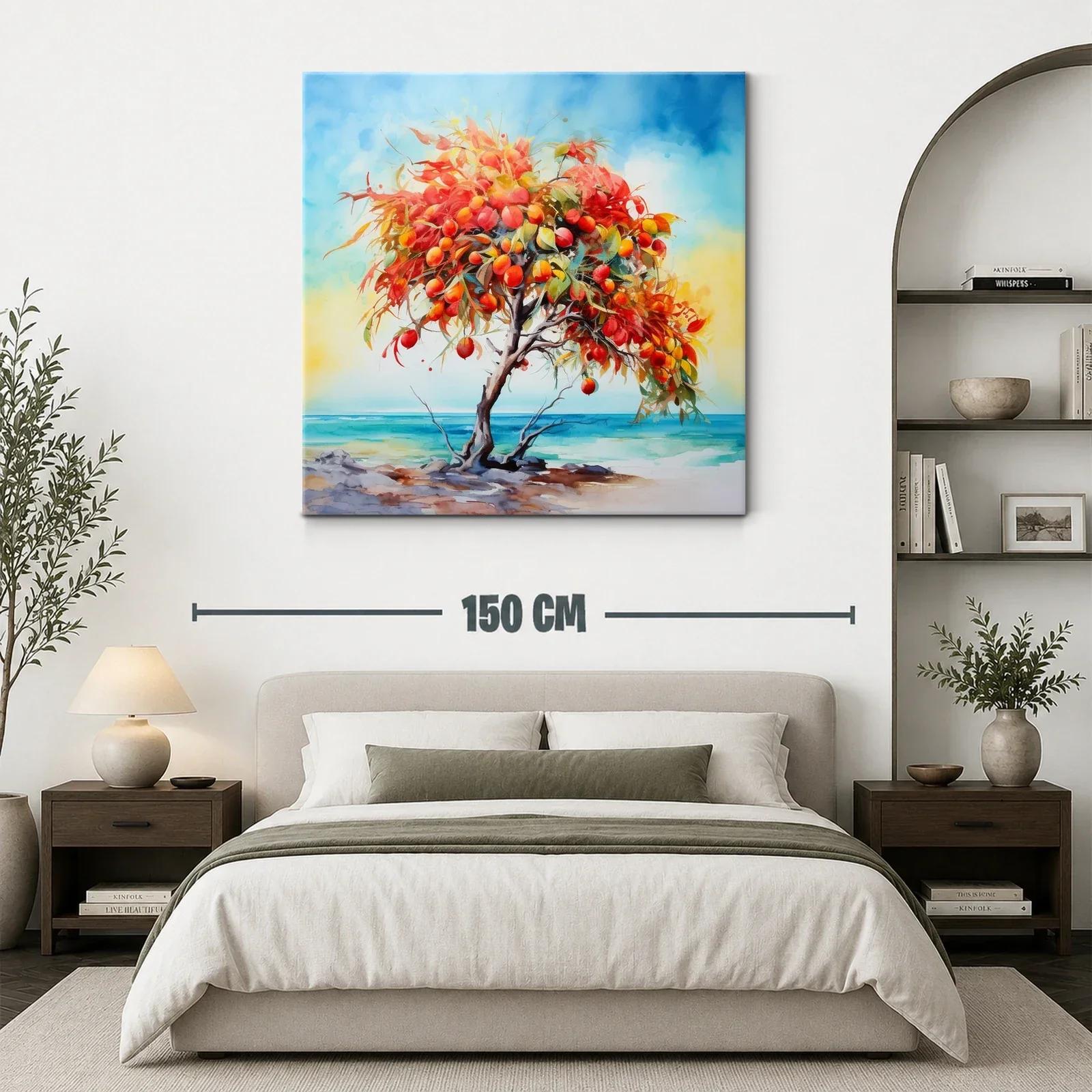 Árbol frutal vibrante junto al mar en tonos cálidos — miniatura 3