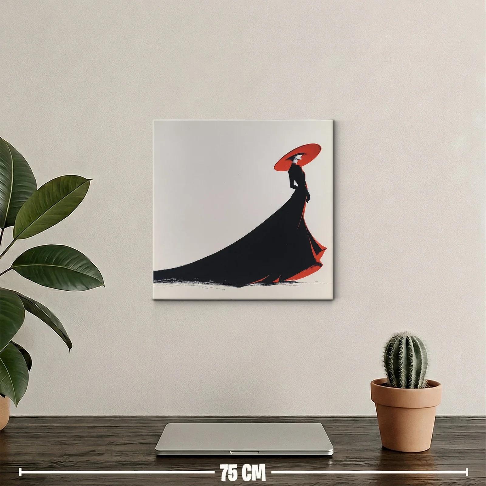 Elegancia y sofisticación en figura femenina con gran sombrero rojo — miniatura 2
