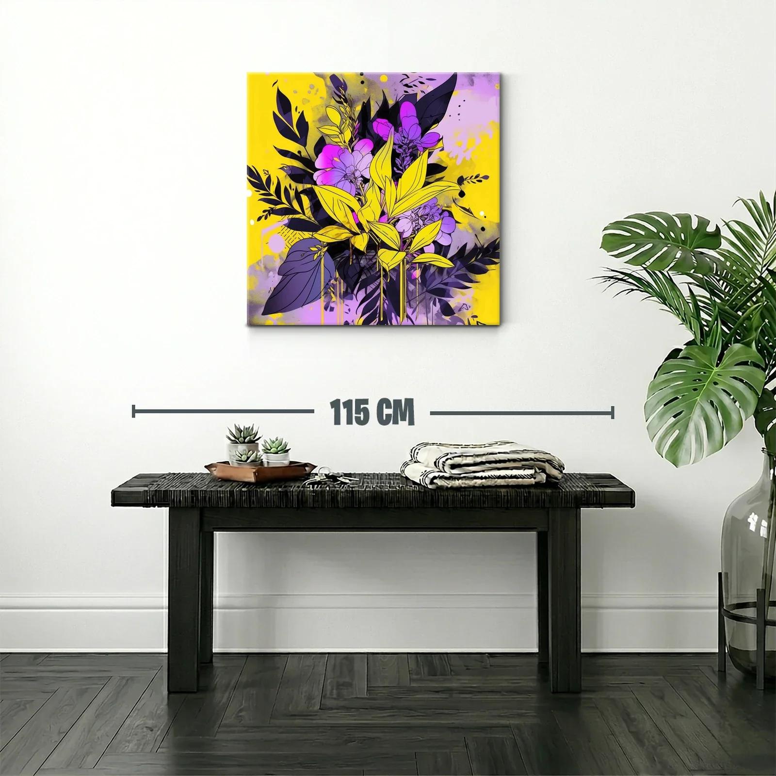 Composición floral vibrante en tonos violetas y amarillos — miniatura 2