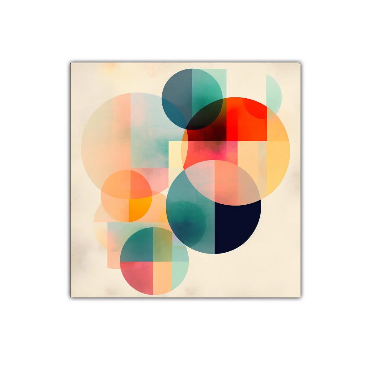 Composición abstracta con círculos en tonos cálidos y fríos — imagen principal