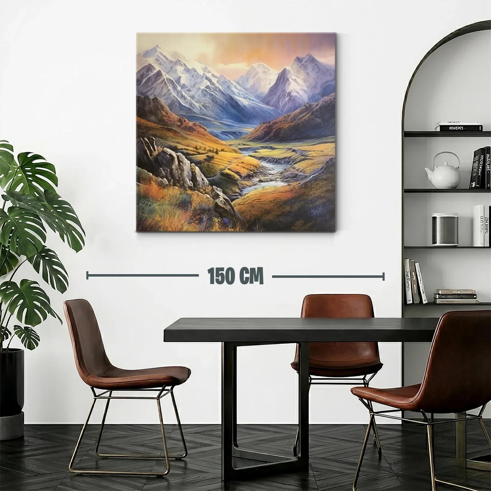 Paisaje de montaña con río en tonos otoñales y cielo al atardecer — miniatura 2