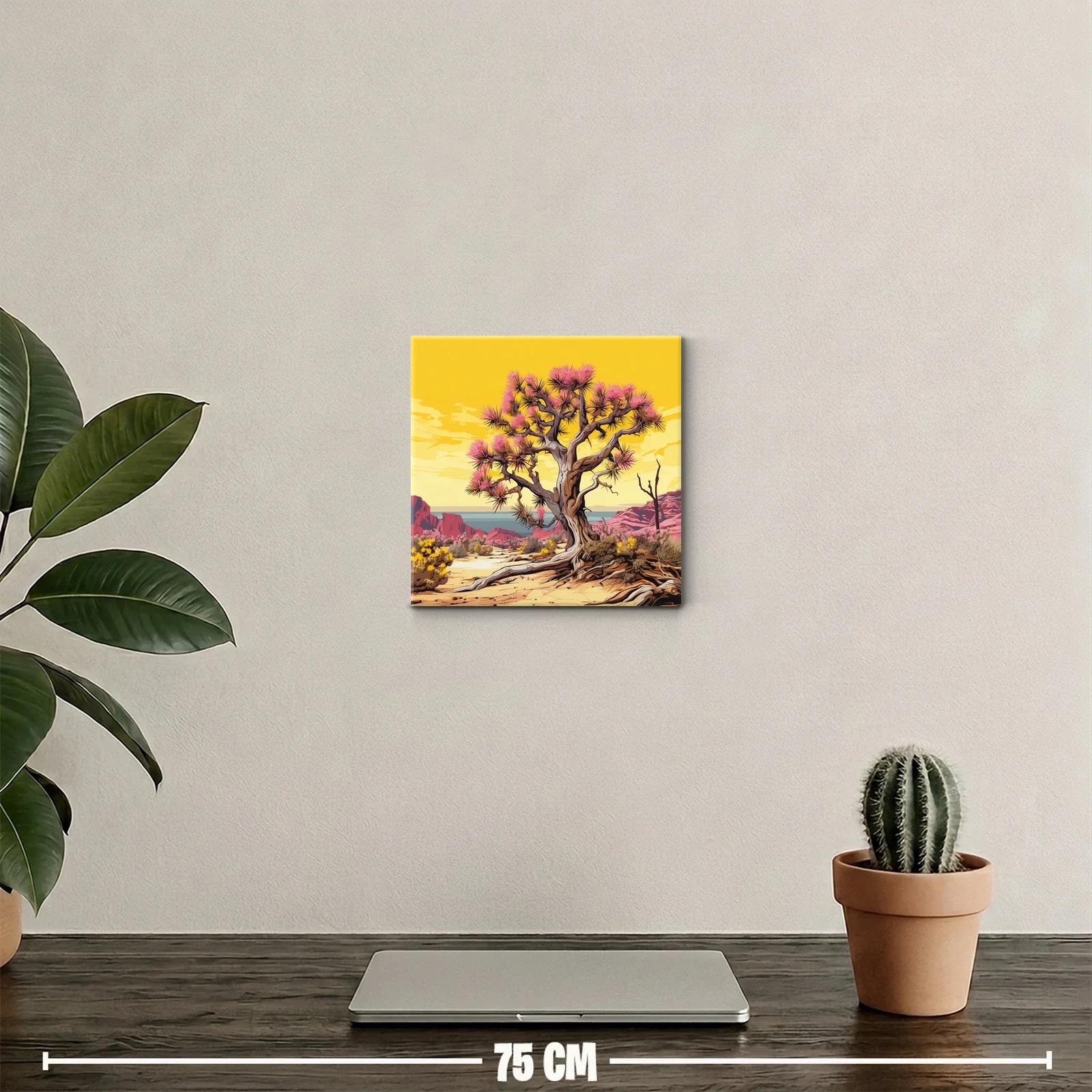 Árbol desierto con flores rosas y paisaje brillante — miniatura 2