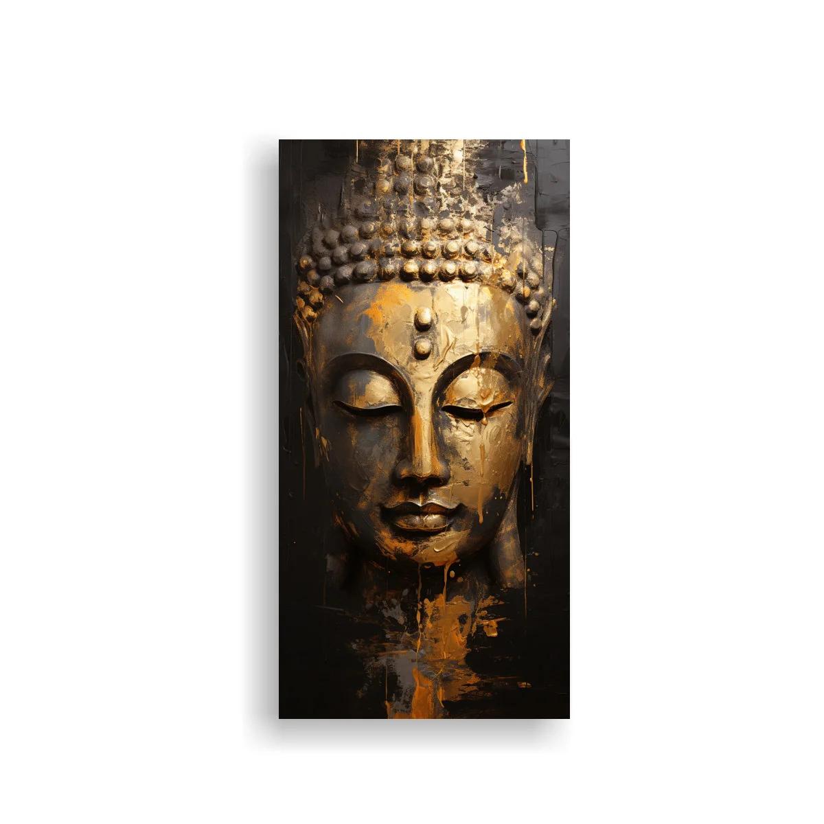 Cuadro rostro de Buda con urna y textura envejecida