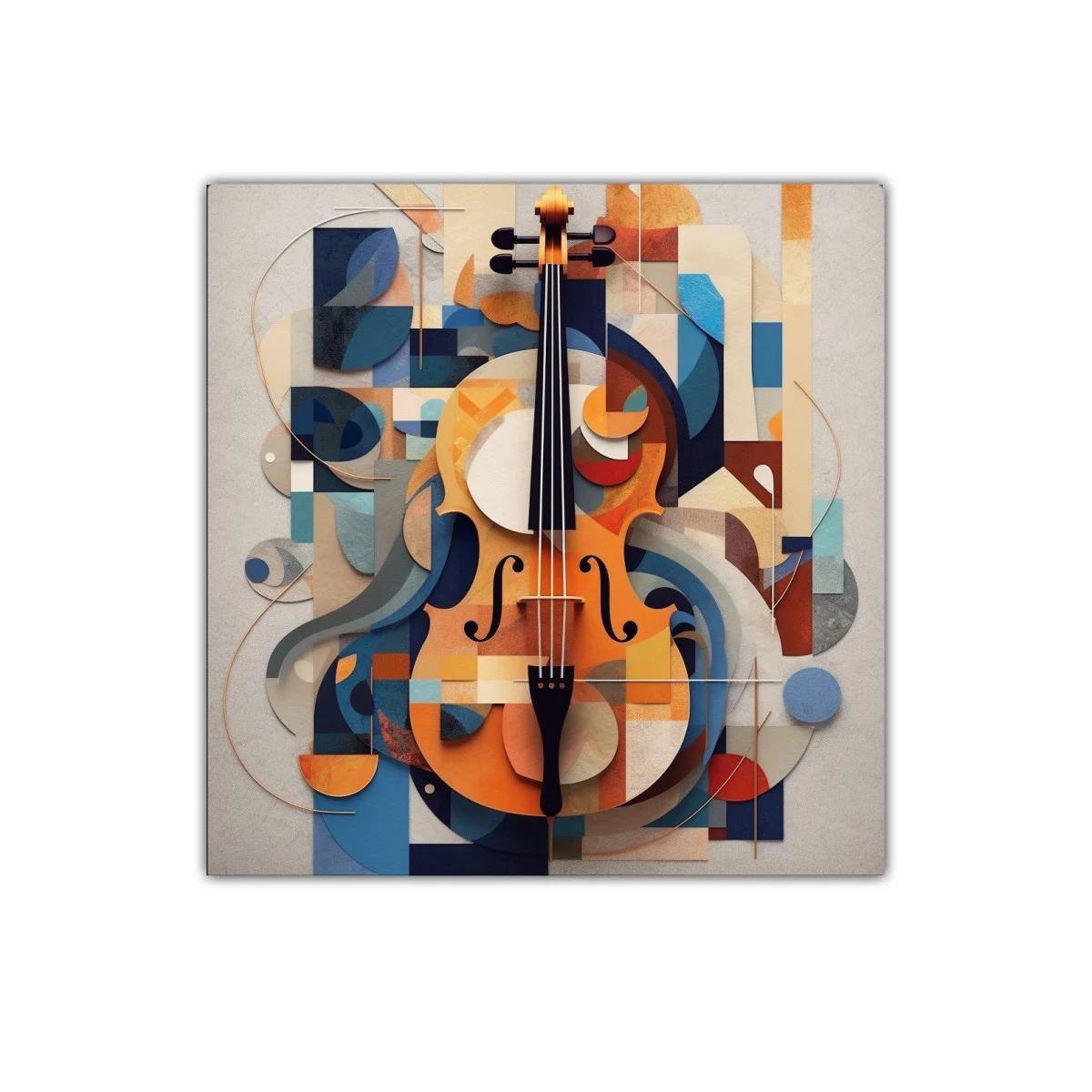 Composición vibrante de violín con formas geométricas coloridas — imagen principal