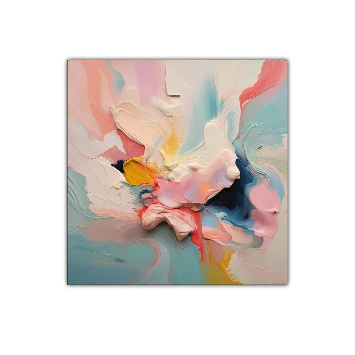 Cuadro decorativo abstracto con tonos pastel y vibrantes