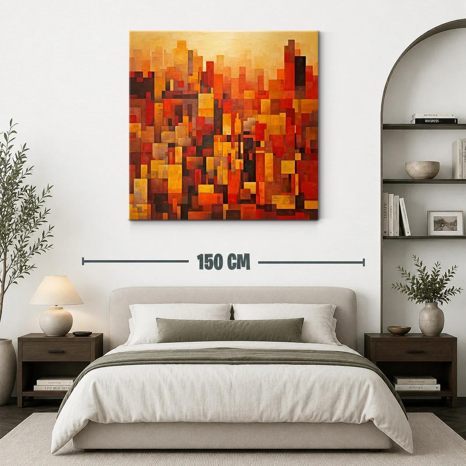 Cuadro abstracto con formas geométricas en tonos cálidos — miniatura 3