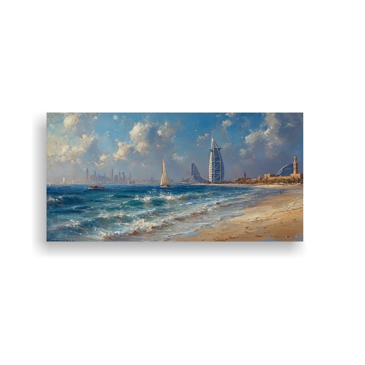 Cuadro playa de Dubái con el Burj Al Arab