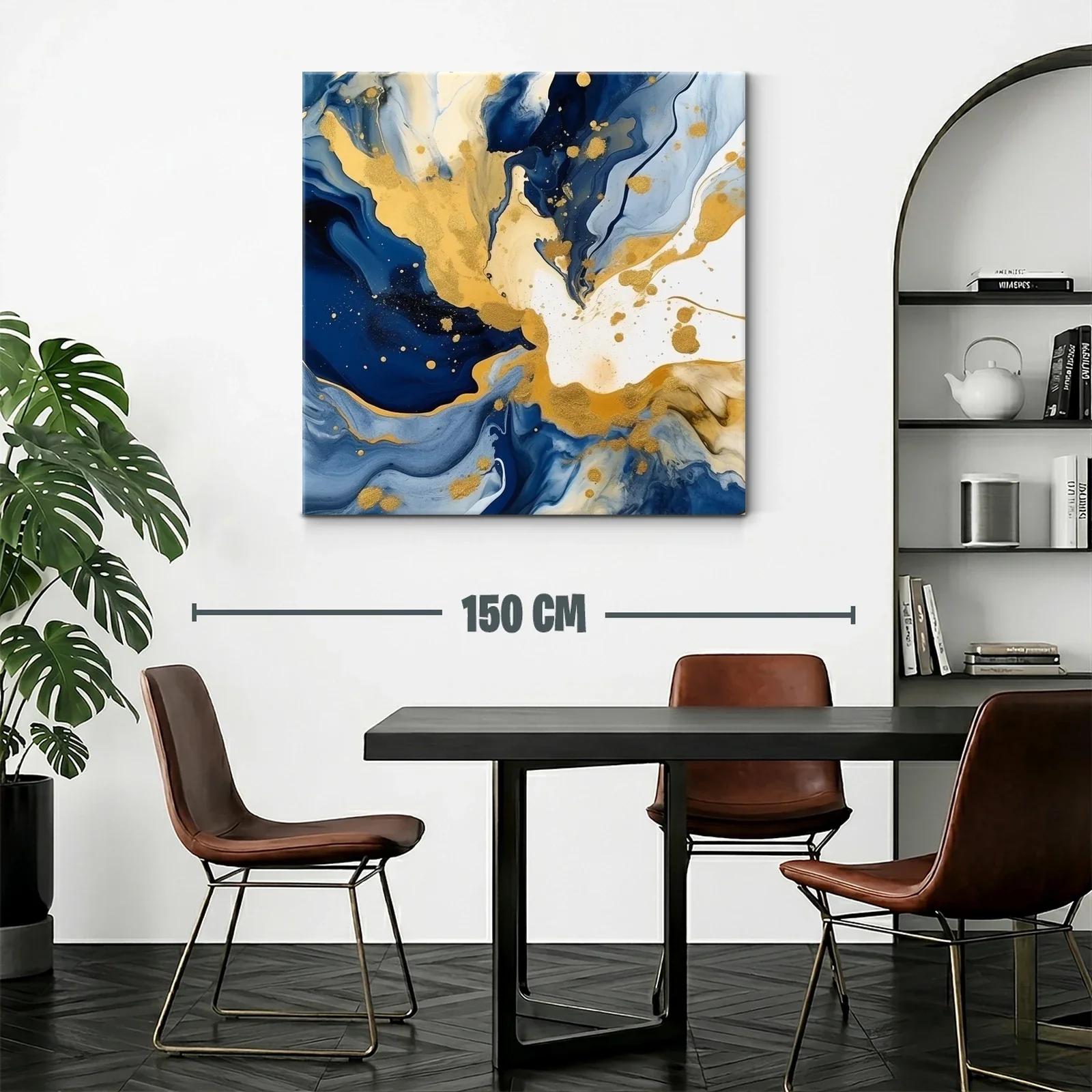 Arte abstracto con tonos dorados y azul profundo — miniatura 2