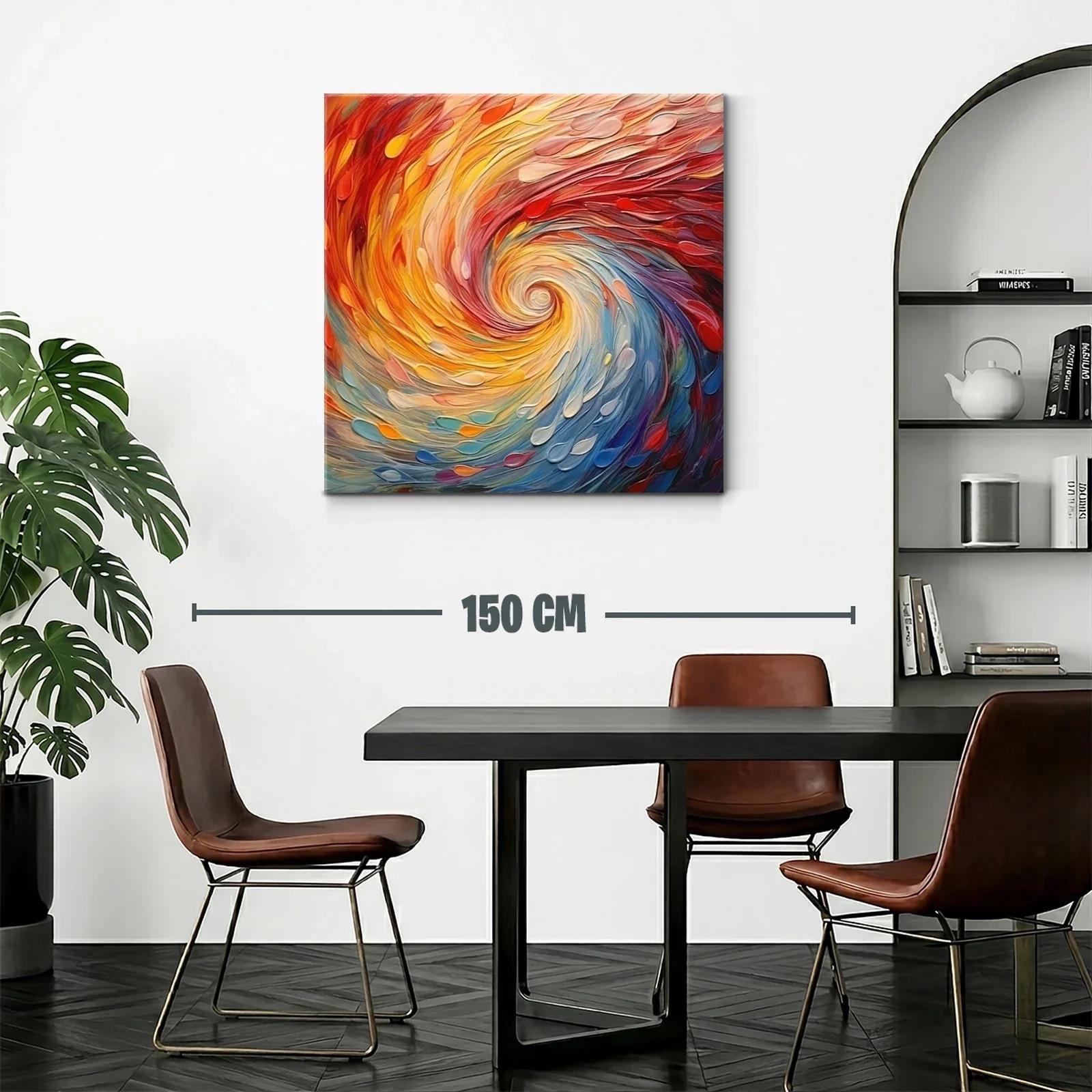 Cuadro abstracto en espiral con vibrantes tonos cálidos y fríos — miniatura 2