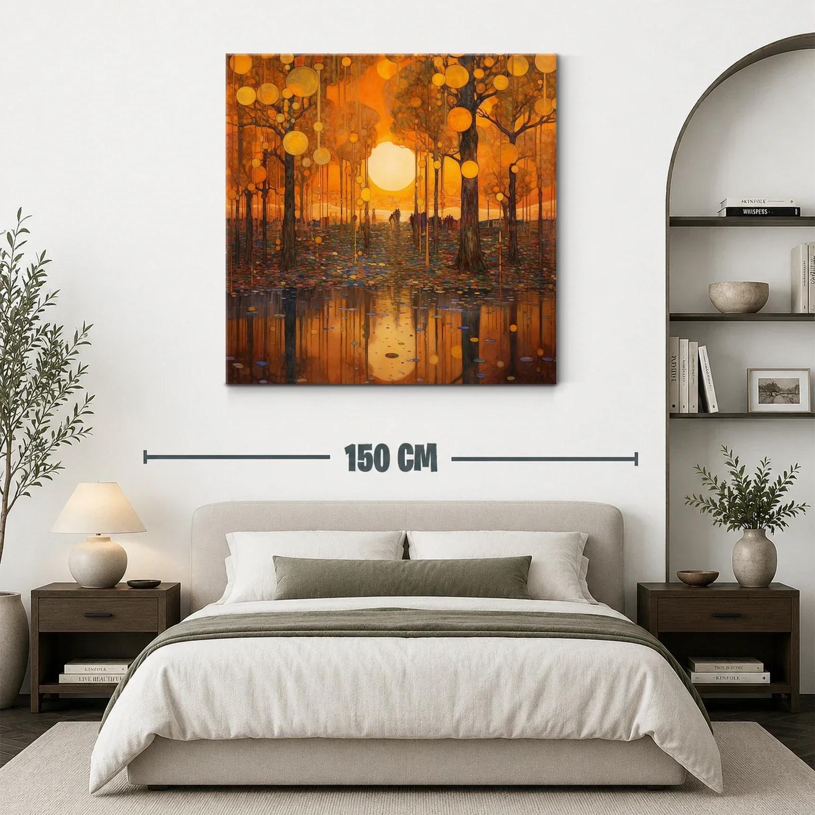Atardecer dorado entre árboles y reflejos mágicos — miniatura 3