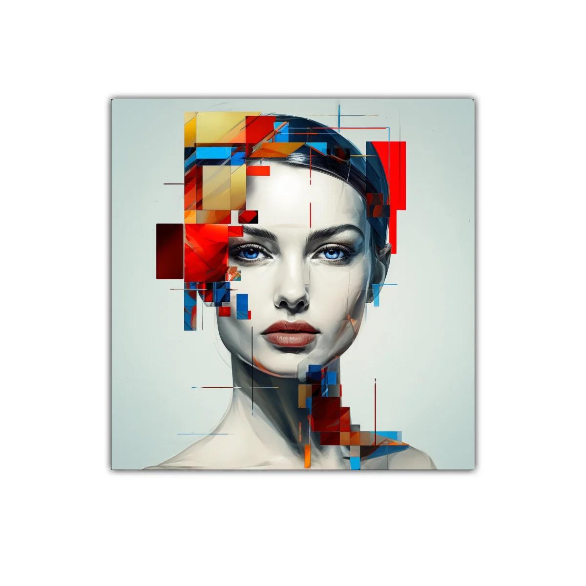 Retrato moderno con contrastes vibrantes y mirada intensa — imagen principal