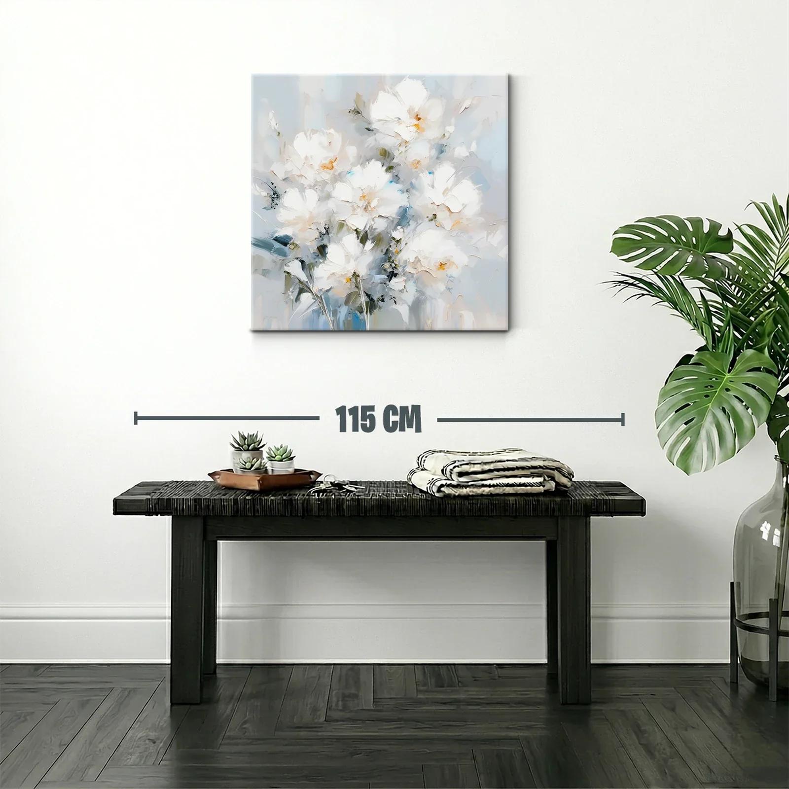 Cuadro floral blanco con toques suaves azules y verdes — miniatura 2