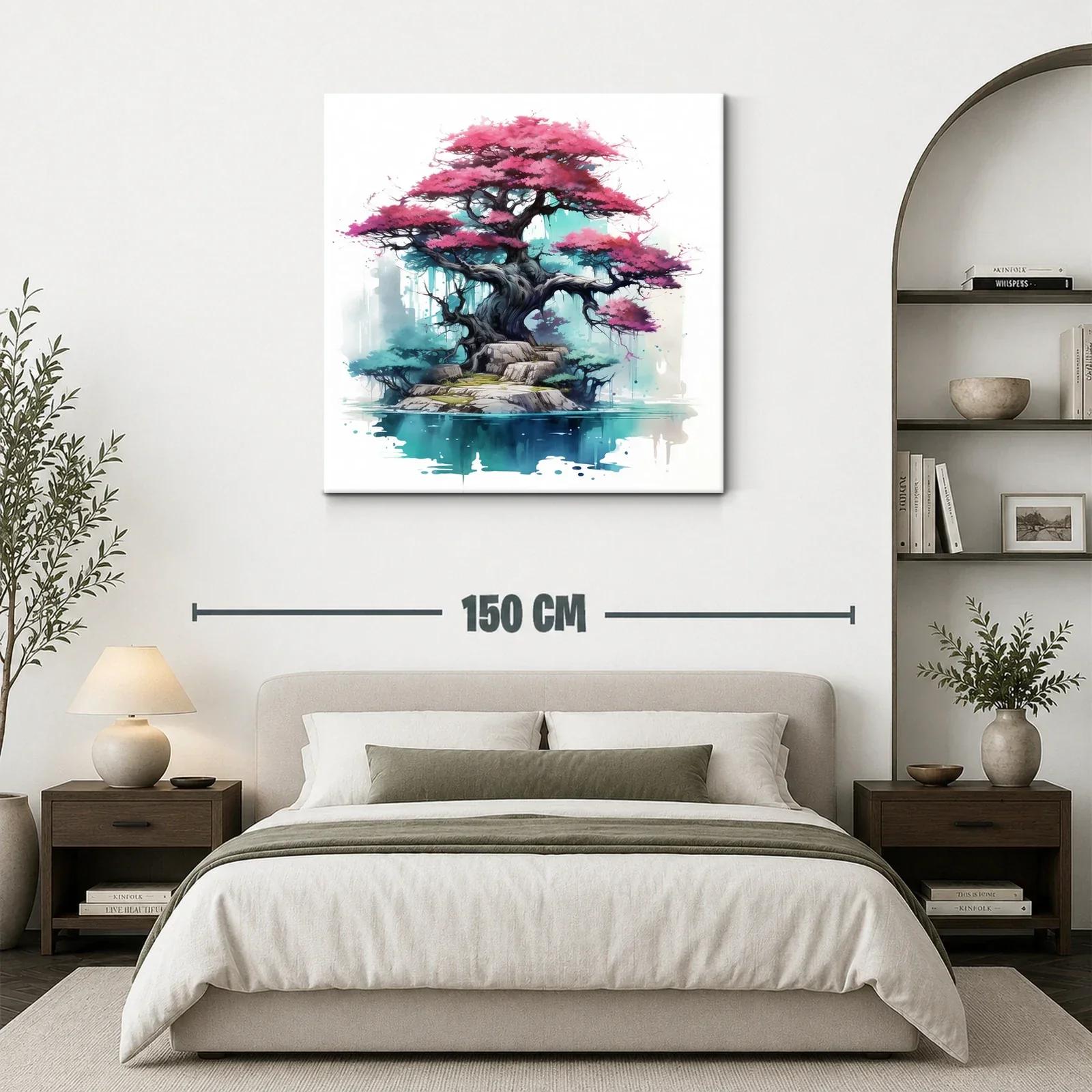 Árbol de sakura sobre isla en oasis sereno y místico — miniatura 3