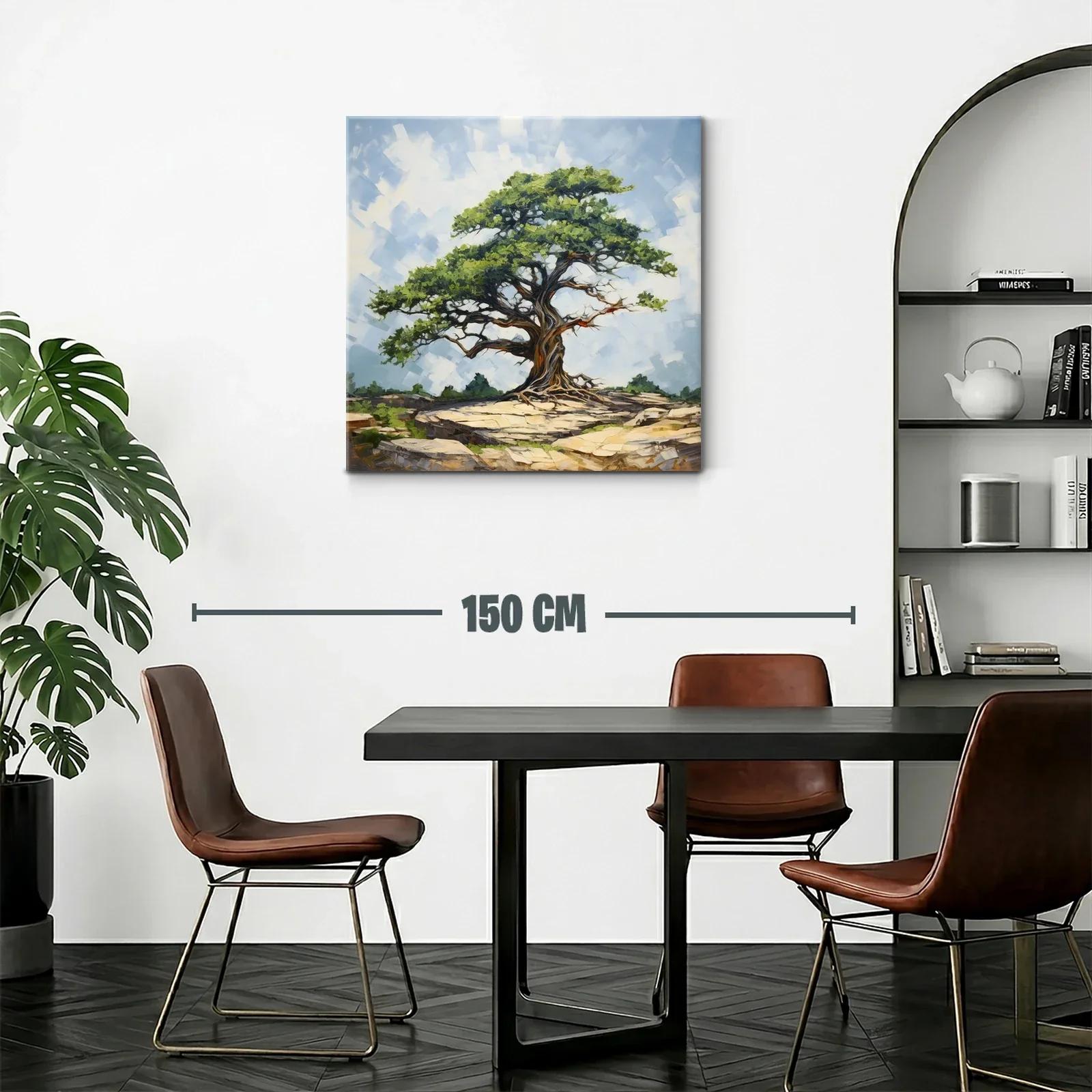 Árbol solitario sobre rocas en paisaje sereno — miniatura 2