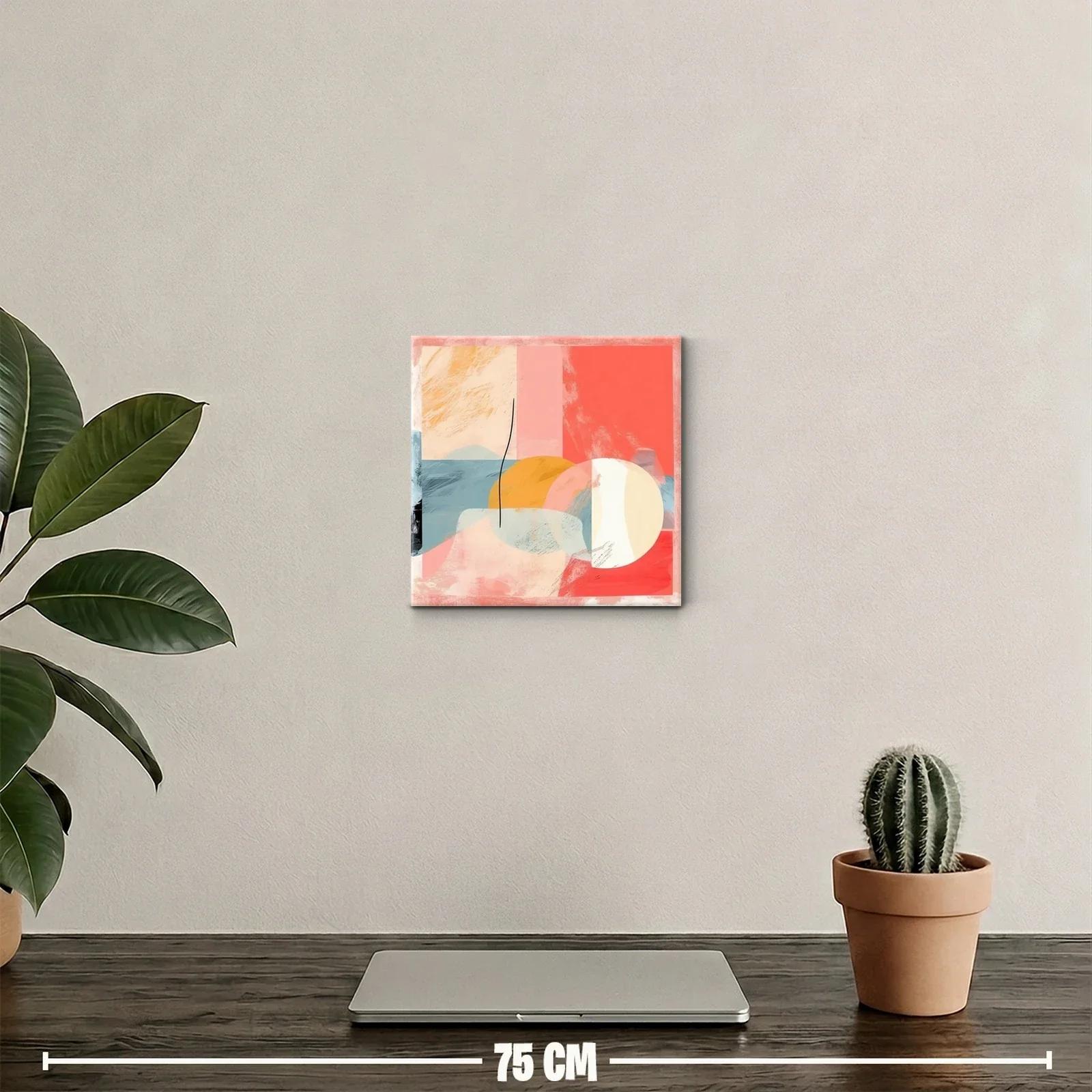 Cuadro abstracto con formas geométricas y tonos cálidos — miniatura 2