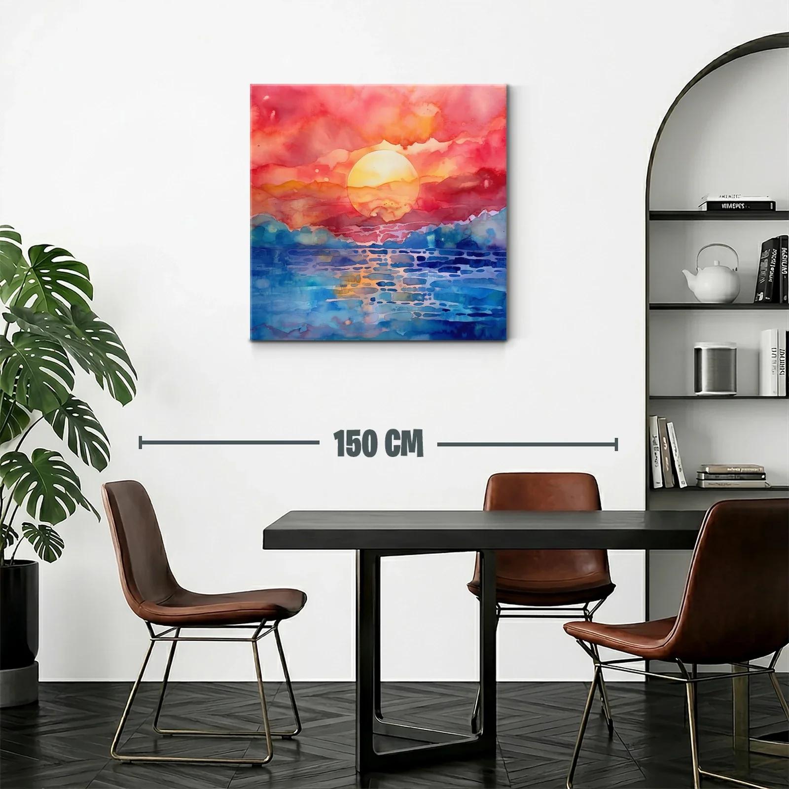 Atardecer vibrante con cielo anaranjado y mar azul — miniatura 2