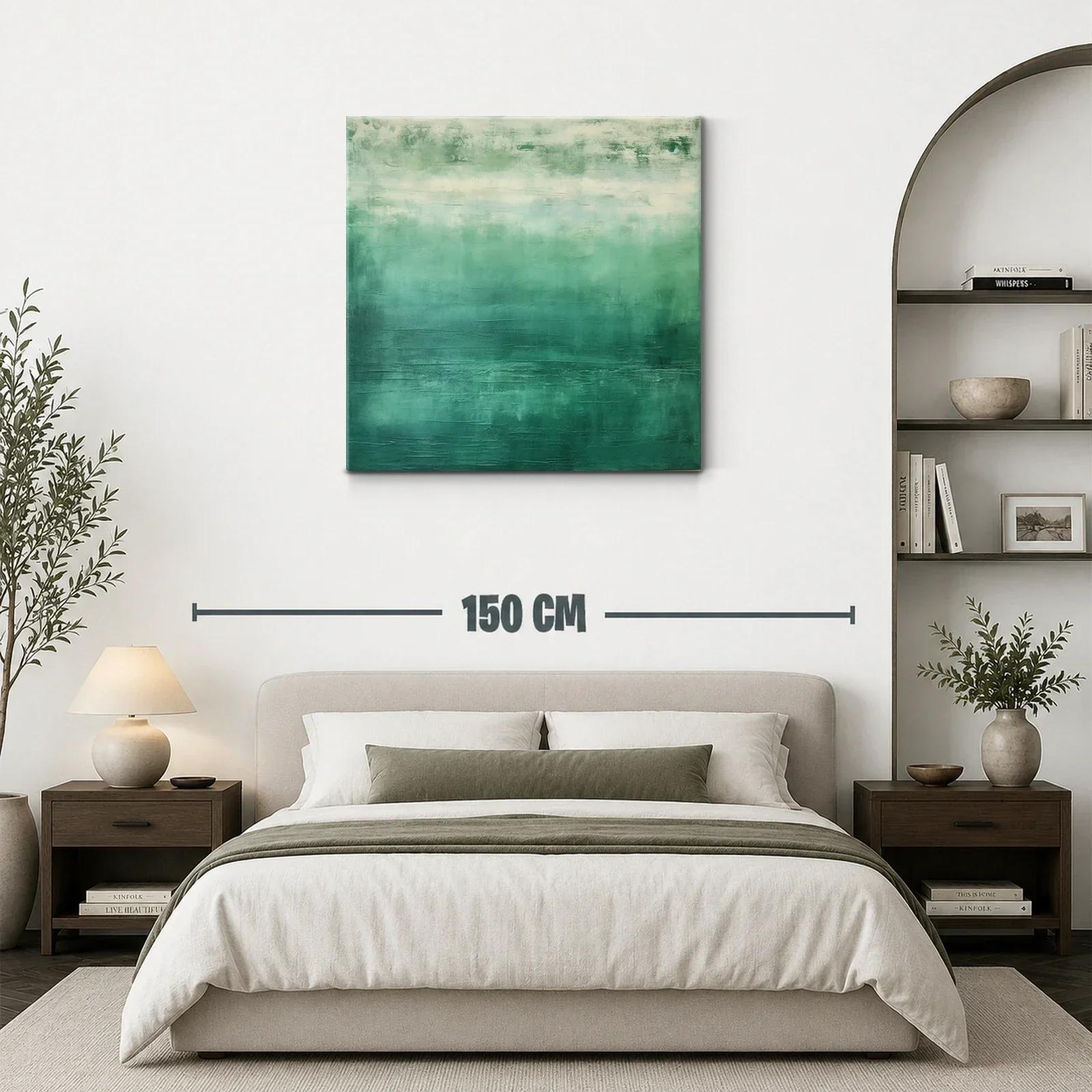 Cuadro abstracto en tonos verdes para ambientes modernos — miniatura 3