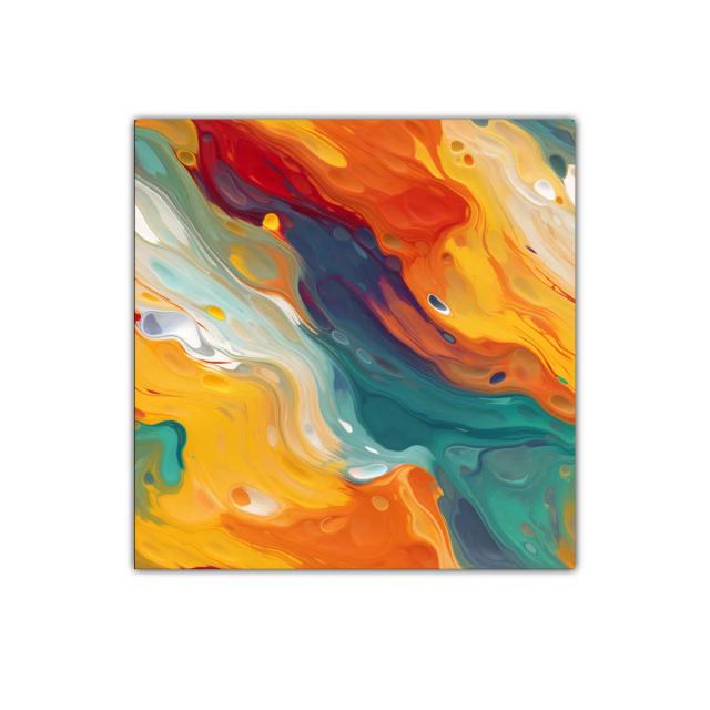 Cuadro decorativo con vibrantes formas líquidas en tonos cálidos