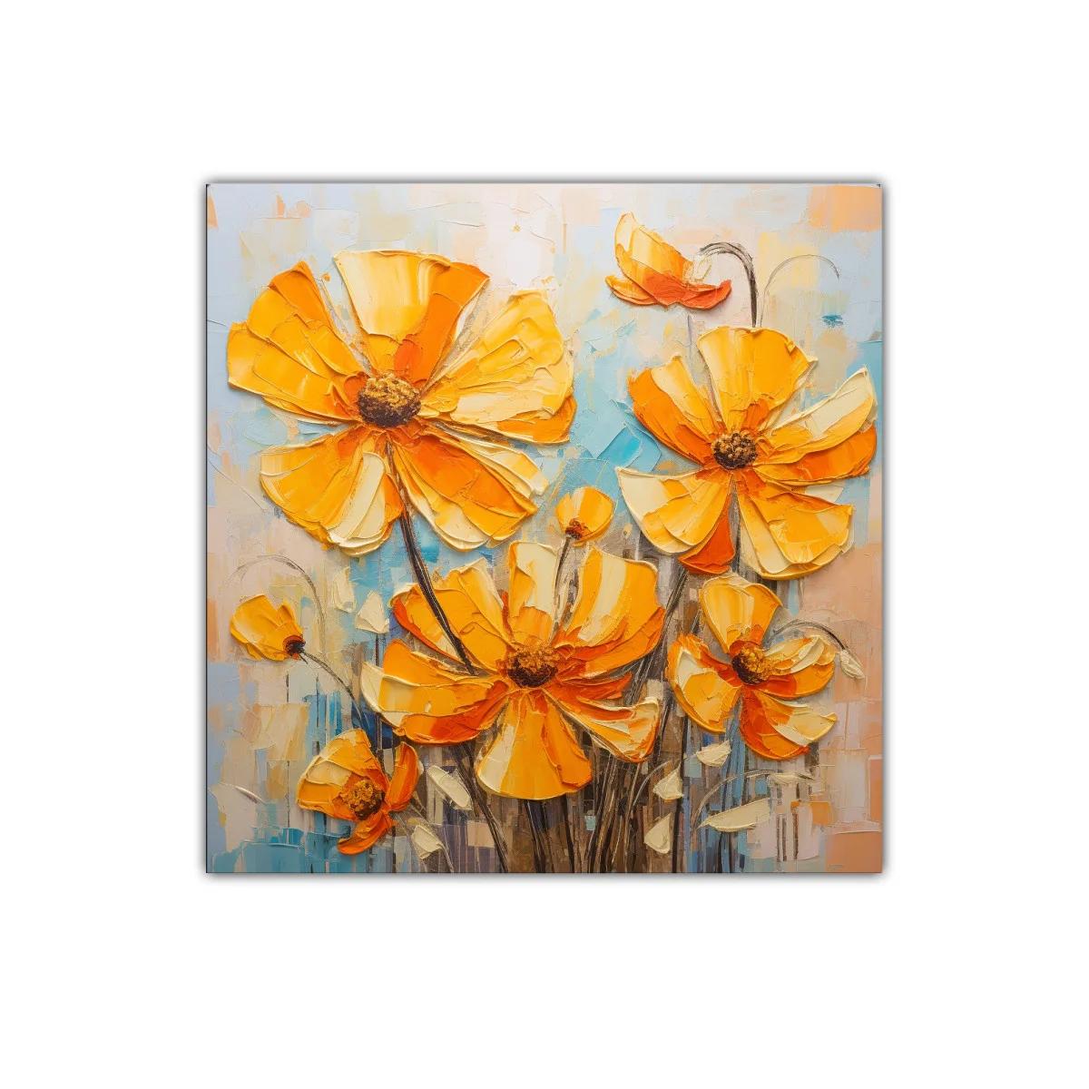 Cuadro decorativo flores vibrantes en tonos naranja y amarillo — imagen principal