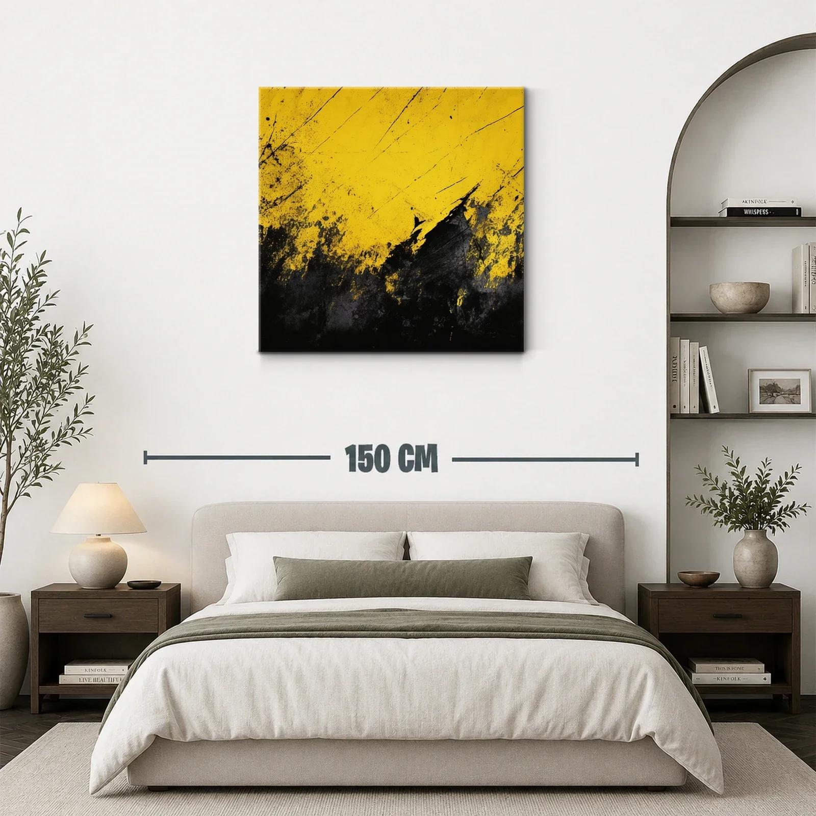 Cuadro abstracto con explosión en tonos amarillos y negros — miniatura 3