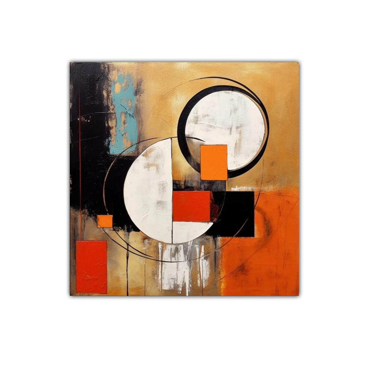 Cuadro abstracto con formas geométricas y tonos cálidos