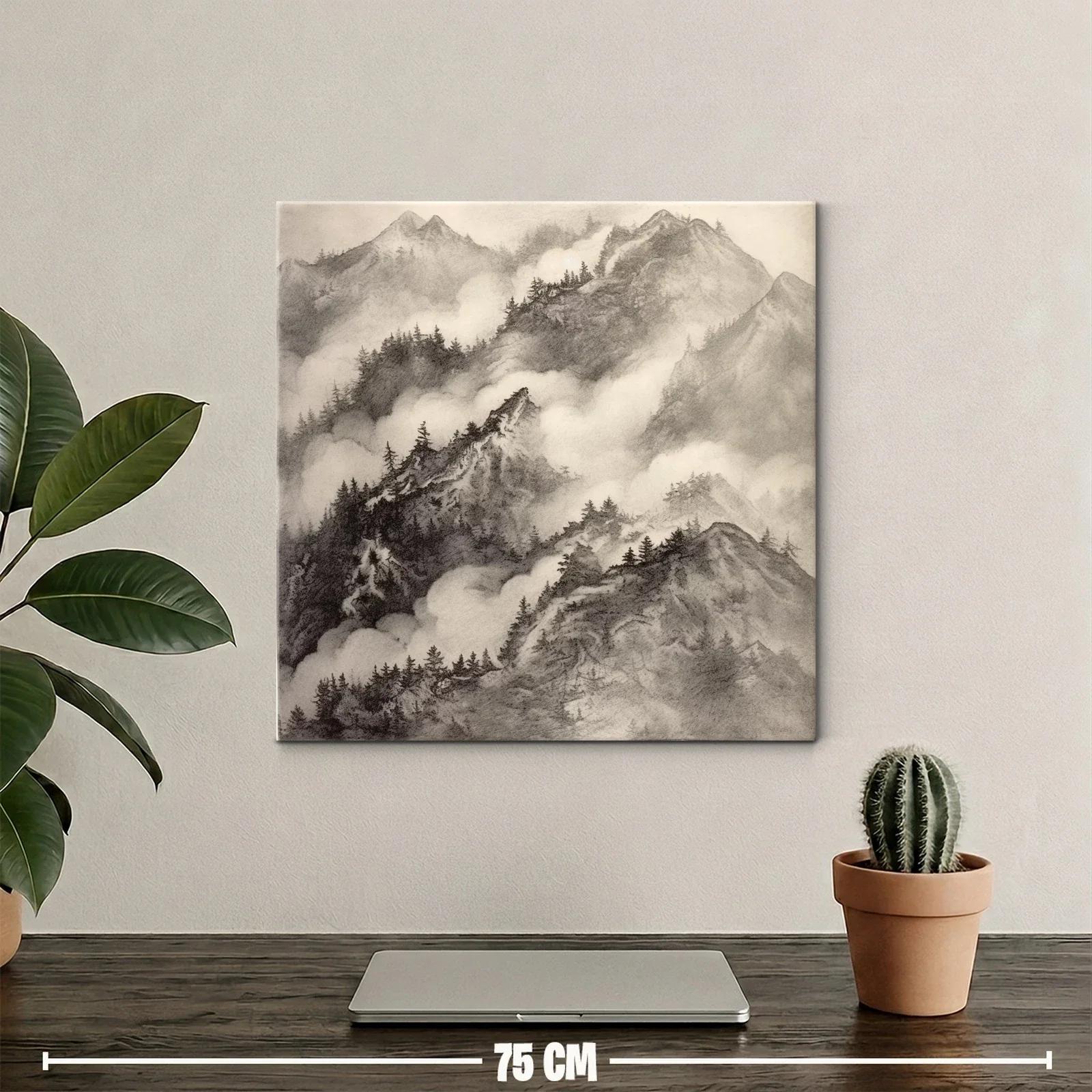Montañas entre niebla estilo tradicional asiático — miniatura 2